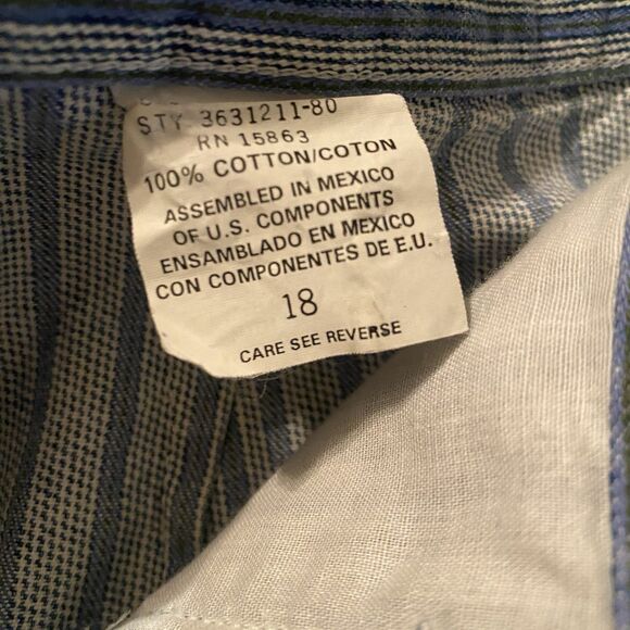 Jean Denim Skort Plus 18 Shorts Railroad Striped Cotton Front Button VTG Y2K - Picture 7 of 16